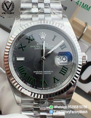 VF Watches DateJust 41MM 126334 Wimbledon Slate Dial Roman Indexes Jubilee Bracelet DanDong 3235 Movement 00 1