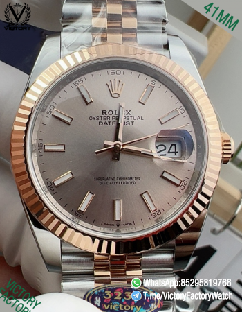 Victory Factory Watch DateJust 41 Ref 126331 in Oystersteel and Rose Gold Sundust Dial Jubilee Bracelet DD3235 Movement 000