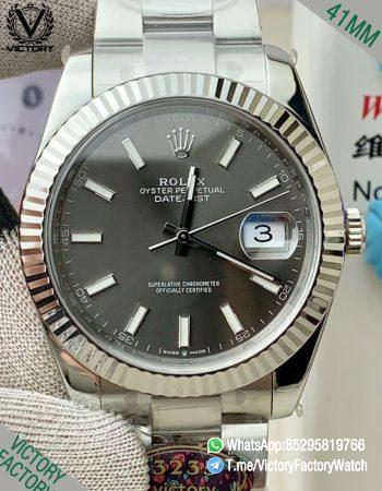 Victory Factory Watch Datejust 41 REF 126334 Slate Dial Fluted Bezel 904L Steel Case Oyster Bracelet DanDong 3235 Movement 00