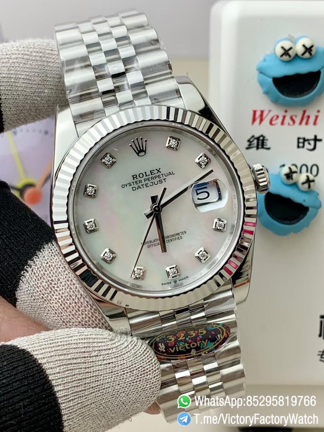 Victory Factory Watch Datejust 41 REF 126334 White MOP Gem Set Dial 904L Steel Jubilee Bracelet DanDong 3235 Movement 02 Victory Factory Watch Datejust 41 REF 126334 White MOP Gem Set Dial 904L Steel Jubilee Bracelet DanDong 3235 Movement 02