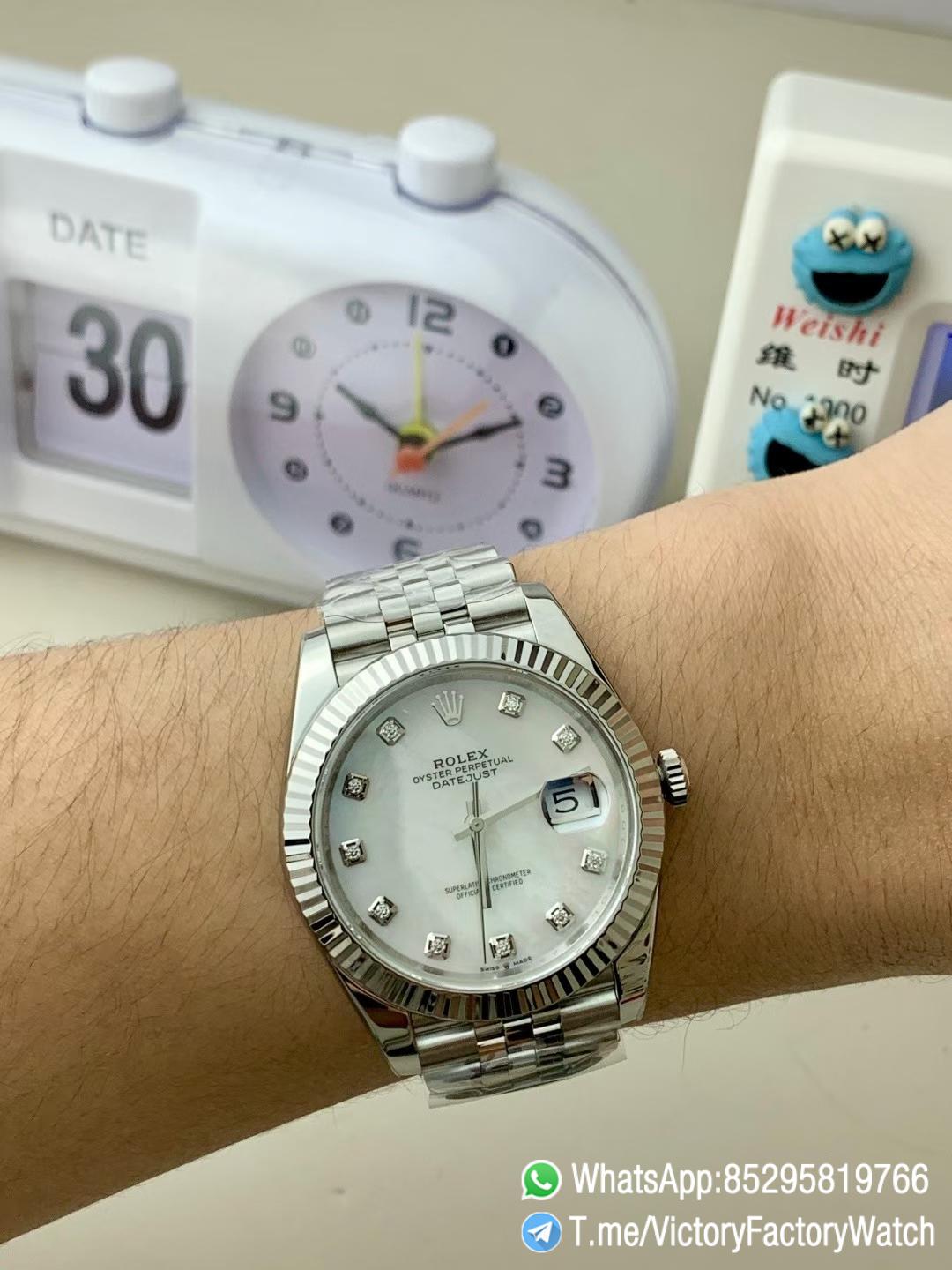 Victory Factory Watch Datejust 41 REF 126334 White MOP Gem Set Dial 904L Steel Jubilee Bracelet DanDong 3235 Movement 06 Victory Factory Watch Datejust 41 REF 126334 White MOP Gem Set Dial 904L Steel Jubilee Bracelet DanDong 3235 Movement 06