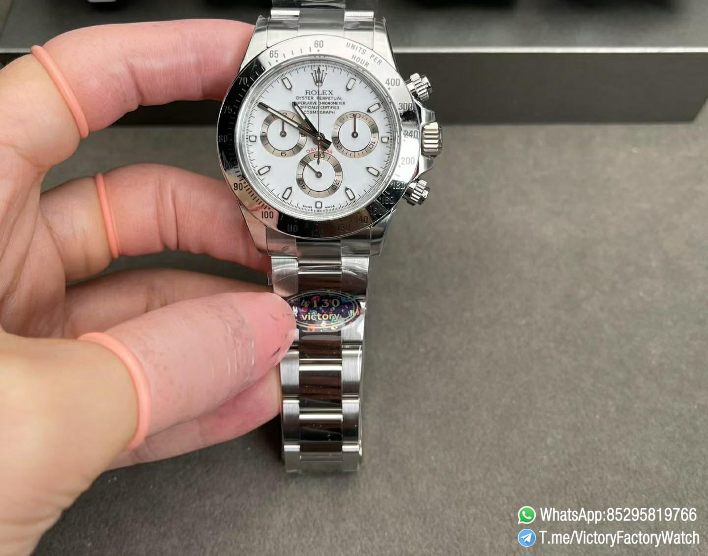 Victory Factory Watch Daytona 116520 White Dial 904L Steel Case and Bezel Oyster Bracelet DD4130 Movement 01 Victory Factory Watch Daytona 116520 White Dial 904L Steel Case and Bezel Oyster Bracelet DD4130 Movement 01