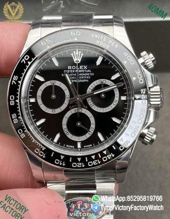 Victory Factory Watch Daytona 126500LN Black Dial Black Ceramic Bezel 904L Steel Metal Case and Braclet DD4131 Calibre 000