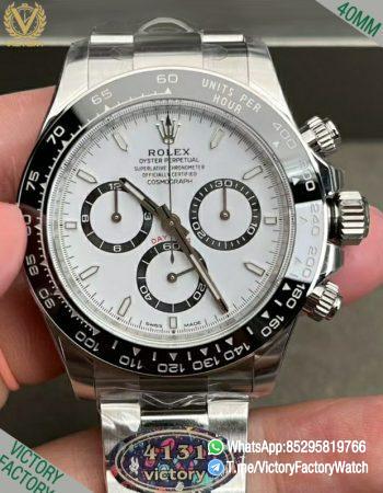 Victory Factory Watch Daytona Panda 126500 White Dial Black Ceramic Bezel 904L Steel Metal Case and Braclet DD4131 Calibre 00