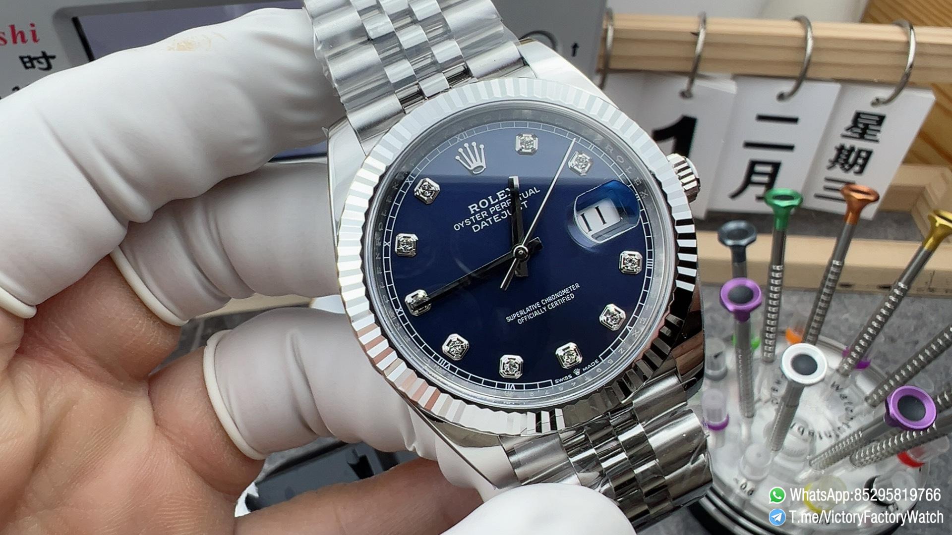 Victory Factory Watch VF DateJust 41MM 126334 Bright Blue Dial with Diamonds Set Jubilee Bracelet DD3235 Movement 01 Victory Factory Watch VF DateJust 41MM 126334 Bright Blue Dial with Diamonds Set Jubilee Bracelet DD3235 Movement 01