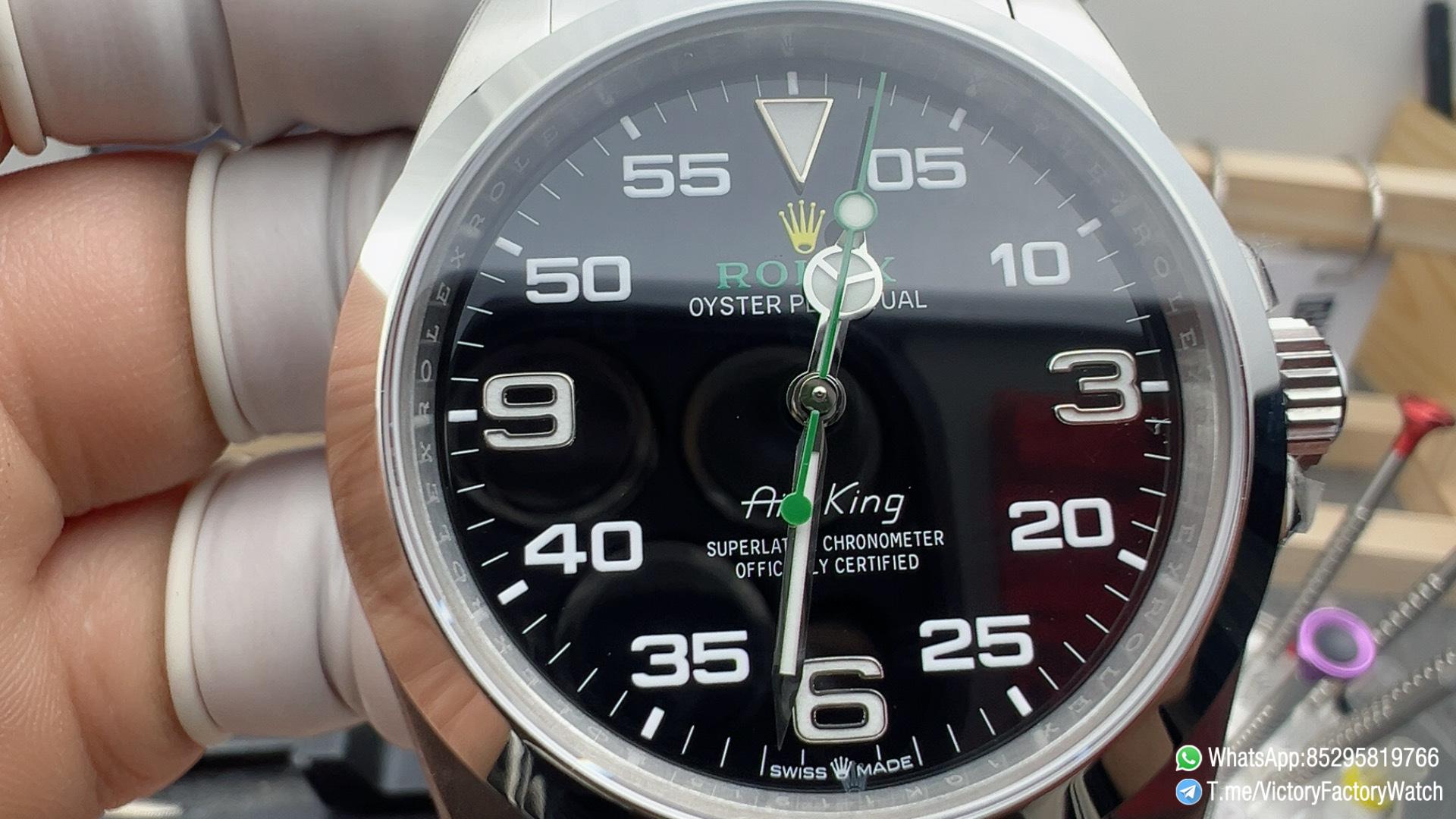 Victory Factory Watches Air King 126900 904L Steel Case Bracelet Black Dial Green Second Hand DD 3230 Calibre 02 Victory Factory Watches Air King 126900 904L Steel Case Bracelet Black Dial Green Second Hand DD 3230 Calibre 02