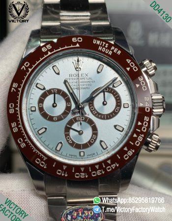 Victory Factory Watch Platinum Daytona 116506 Ice Blue Dial Brown Ceramic Bezel 904L Steel Case Oyster Bracelet DD4130 Movement 00