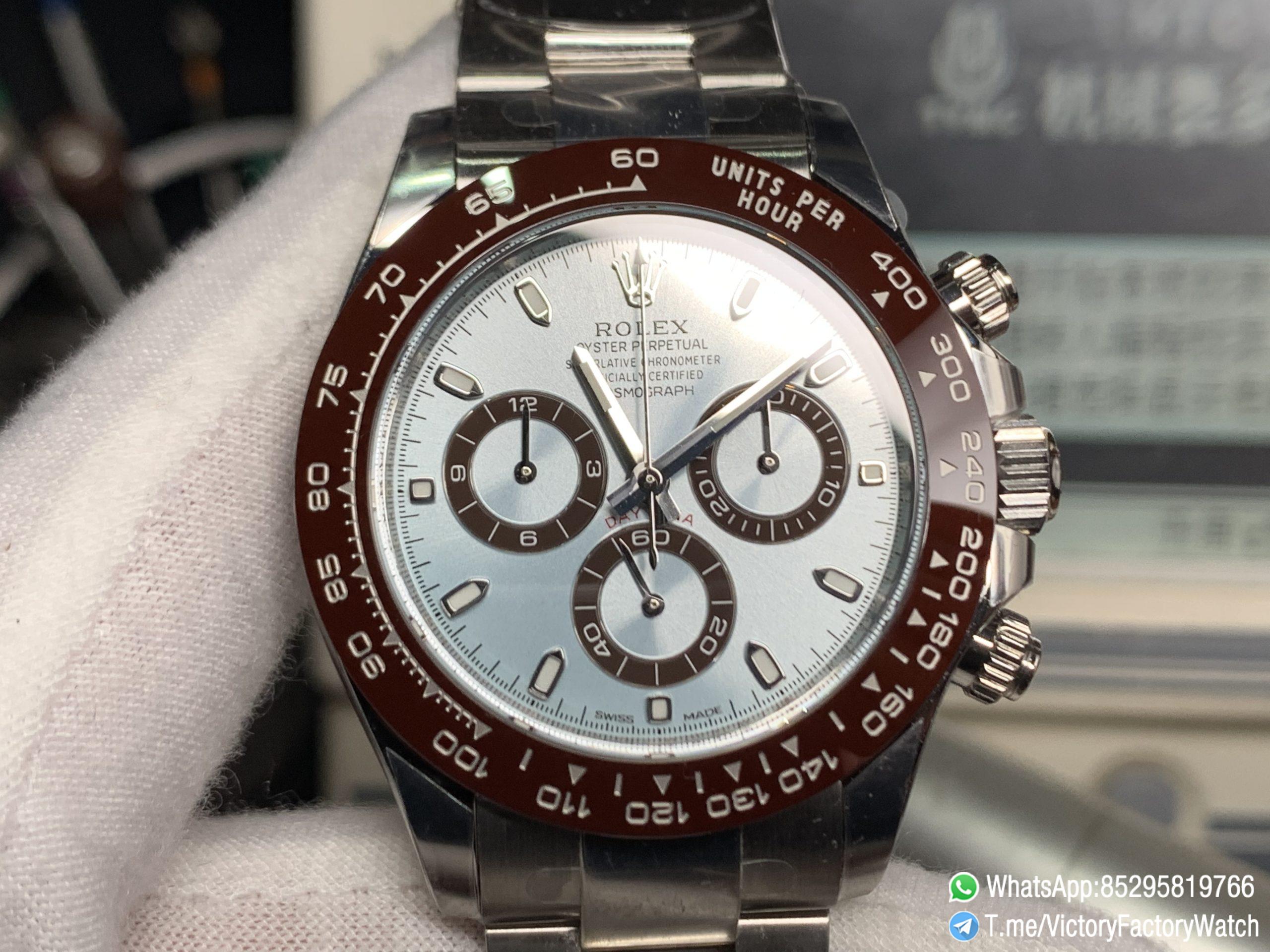 Victory Factory Watch Platinum Daytona 116506 Ice Blue Dial Brown Ceramic Bezel 904L Steel Case Oyster Bracelet DD4130 Movement 02 Victory Factory Watch Platinum Daytona 116506 Ice Blue Dial Brown Ceramic Bezel 904L Steel Case Oyster Bracelet DD4130 Movement 02