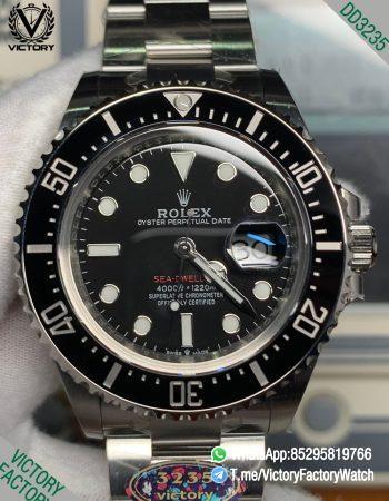 Victory Factory Watch Red Sea Dweller 43 Ref 126600 Black Dial Black Ceramic Bezel 904L Steel Case and Bracelet DD3235 Calibre 00