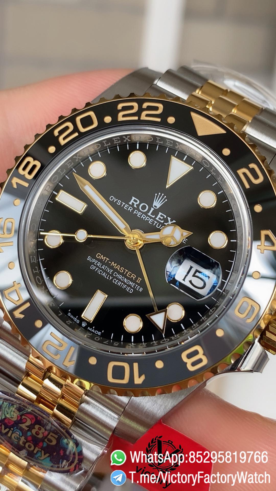 Victory Factory Rolex GMT Master II 126713GRNR Zombie Two Tone Black Grey Ceramic Bezel Black Dial Jubilee Bracelet DD3285 Calibre 03 1 Victory Factory Rolex GMT Master II 126713GRNR Zombie Two Tone Black Grey Ceramic Bezel Black Dial Jubilee Bracelet DD3285 Calibre 03 1