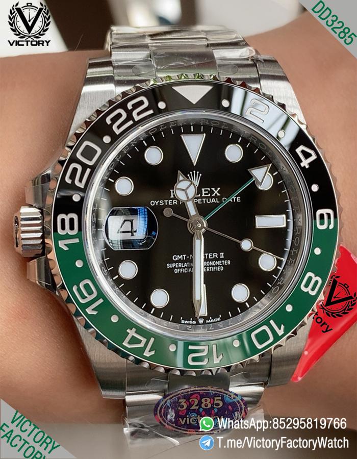 Victory Factory Rolex GMT Master II Sprite 126720VTNR Black Green Ceramic Bezel Black Dial 904L Steel Metal Jubilee Bracelet DD3285 Calibre 00 Victory Factory Rolex GMT Master II Sprite 126720VTNR Black Green Ceramic Bezel Black Dial 904L Steel Metal Jubilee Bracelet DD3285 Calibre 00