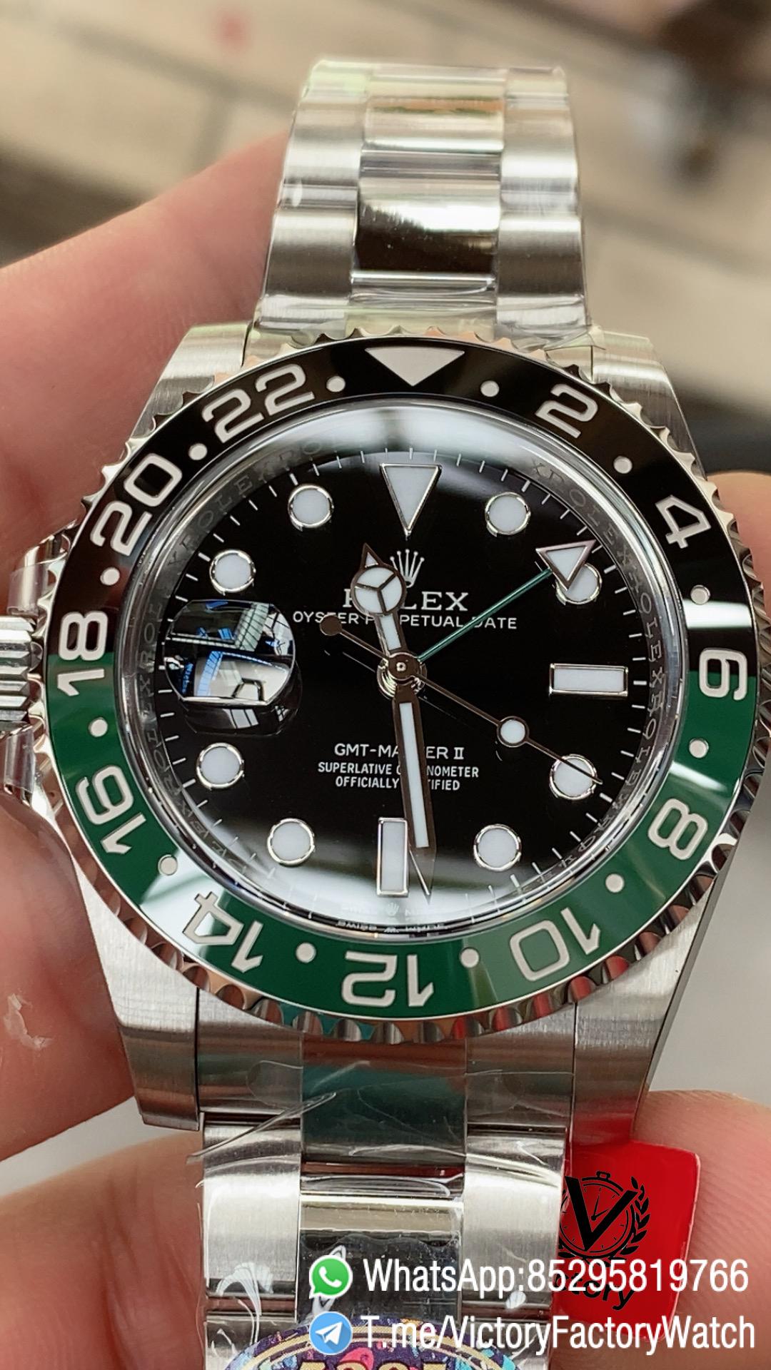 Victory Factory Rolex GMT Master II Sprite 126720VTNR Black Green Ceramic Bezel Black Dial 904L Steel Metal Jubilee Bracelet DD3285 Calibre 01 Victory Factory Rolex GMT Master II Sprite 126720VTNR Black Green Ceramic Bezel Black Dial 904L Steel Metal Jubilee Bracelet DD3285 Calibre 01