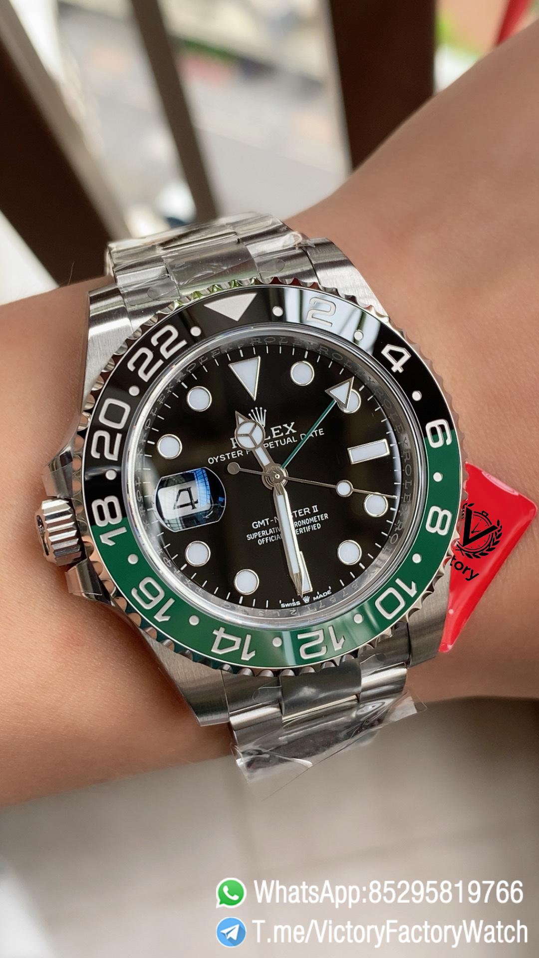 Victory Factory Rolex GMT Master II Sprite 126720VTNR Black Green Ceramic Bezel Black Dial 904L Steel Metal Jubilee Bracelet DD3285 Calibre 08 Victory Factory Rolex GMT Master II Sprite 126720VTNR Black Green Ceramic Bezel Black Dial 904L Steel Metal Jubilee Bracelet DD3285 Calibre 08