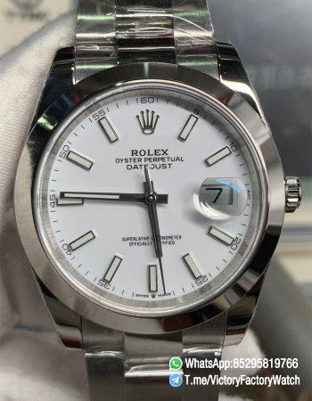 Victory Factory Watch V Factory Datejust 41mm 126300 White Dial Smooth Bezel 904L Steel Material Oyster Bracelet DD3235 Calibre 00
