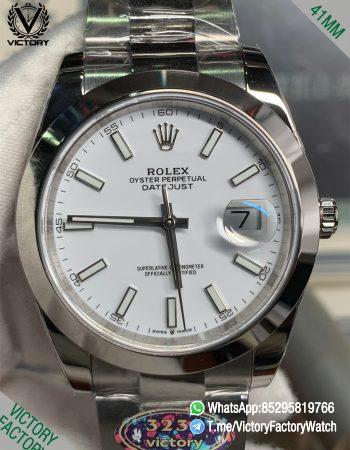 Victory Factory Watch V Factory Datejust 41mm 126300 White Dial Smooth Bezel 904L Steel Material Oyster Bracelet DD3235 Calibre 000